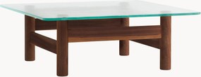 Salontafel Brasilia van walnoothout met glazen tafelblad