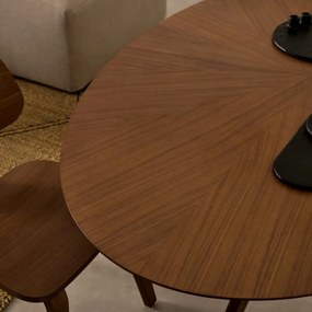 Kave Home Naanim Ovale Eettafel Walnootfineer 180 X 110 Cm - 180 X 110cm.
