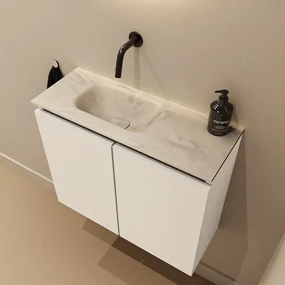 Mondiaz Ture DLux toiletmeubel 60cm talc met wastafel ostra links zonder kraangat