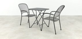 Carlo stapelbare balkonset 3-delig strekmetaal 60x60 cm. - Antraciet