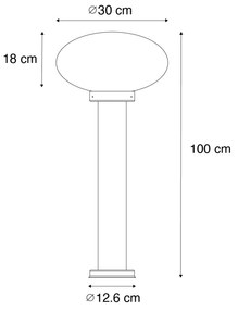 Modern buiten paaltje zwart 100 cm - Elly Modern E27 IP44 Buitenverlichting ovaal