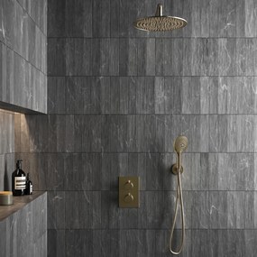 Saniclear Brass inbouw regendouche met 30cm hoofddouche, wandarm en 2 standen handdouche geborsteld messing - mat goud