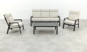 Lagos/Atlanta stoelen & 3-zitsbank loungeset 5-delig verstelbaar - Antraciet