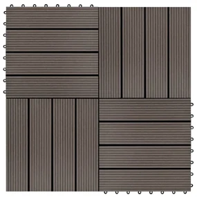 vidaXL Terrastegels 30x30 cm 1 m² HKC donkerbruin 11 st