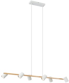 Moderne hanglamp hout print met wit 6-lichts - Jeana Straight