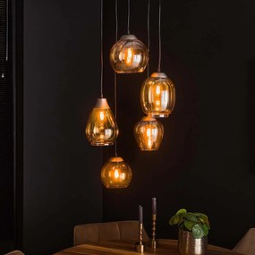 Trapse Hanglamp Met Amber Glas Kappen