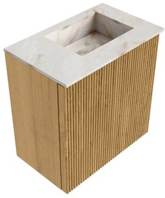 Mondiaz Joya DLux 40cm toiletmeubel oak met wastafel faye rechts zonder kraangat frappe