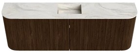 Mondiaz Joya DLux 125cm toiletmeubel ronding links/rechts walnut met wastafel faye midden zonder kraangat ostra