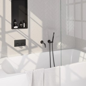 Brauer Stripe inbouw badkraan met drukknoppen en staafhanddouche zwart mat