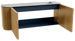 Mondiaz Joya DLux 100cm toiletmeubel ronding links oak met wastafel faye rechts zonder kraangat glace