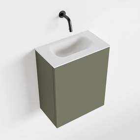 Zaro Polly toiletmeubel 40cm army met witte wastafel zonder kraangat