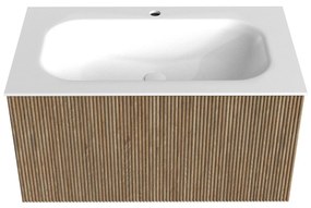 Mondiaz Kurve 80cm badmeubel dusk met 1 lade en wastafel big small midden 1 kraangat