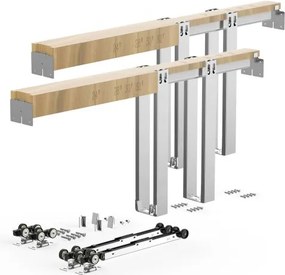 VEVOR Pocket Door Frame Set 1828.8 mm Schuifdeurbeslag Schuifdeursysteem, voor voordeuren, tweeweg softclose mechanisme, soepel schuiven, ruimtebesparend, verborgen montage, verstelbare breedte