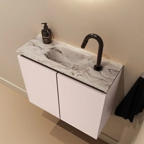 Mondiaz Ture DLux toiletmeubel 60cm rosee met wastafel glace midden met kraangat