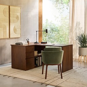 Hoektafel, notenhoutfineer lengte 165 cm, Working