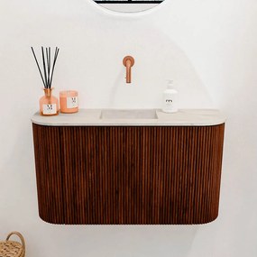 Mondiaz Joya DLux 75cm toiletmeubel ronding links/rechts ruby met wastafel faye midden zonder kraangat ostra