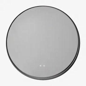 Ronde Wandspiegel Voor Badkamer Met Led-licht En Anti-condens Ø80 Cm Kimacs Zwart - Sklum