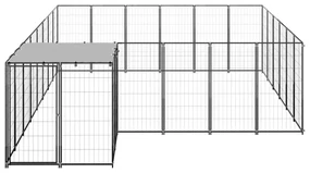 vidaXL Hondenkennel 12,1 m² staal zwart