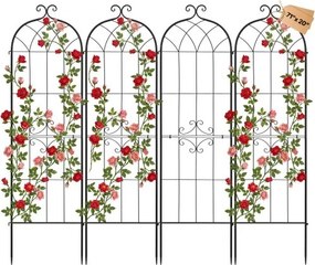 VEVOR Klimrek, 180x52,5 cm, 4-delige set, Metalen klimrek met gepoedercoat oppervlak en vergrendelingsmechanisme, klimsteun, tuinrek, plantensteun voor bloemen, groenten en rozen