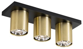 Moderne plafondSpot / Opbouwspot / Plafondspot zwart met goud 3-lichts - Tubo Modern GU10 Binnenverlichting Lamp