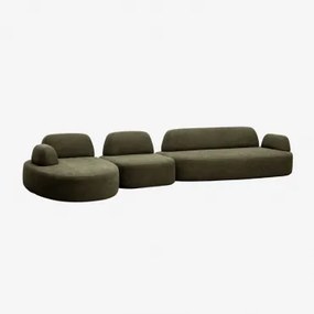 Modulaire Linker Chaise Longue Bank Van 3 Delen Met Beklede Hoekmodule Giorgia Stof Leger Groen - Sklum