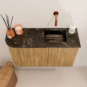 Mondiaz Joya DLux 70cm toiletmeubel ronding links oak met wastafel faye rechts zonder kraangat lava