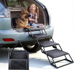 VEVOR Opvouwbare 4-treden hondenhelling voor auto's, extra brede hondenhelling voor grote honden met antislipoppervlak, draagbaar hulpmiddel voor toegang tot auto's, SUV's, vrachtwagens, hoogslapers, banken, draagvermogen tot 113 kg