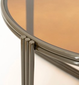 Retro Salontafel Glas Bruin - 63 X 63cm.