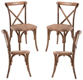 Set Van 4 Altea Polypropyleen Stoelen Met Rattan Houteffect