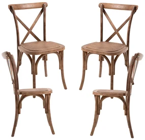 Set Van 4 Altea Polypropyleen Stoelen Met Rattan Houteffect