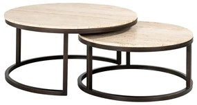 Richmond Interiors Avalon Ronde Salontafel Set Travertin - 85 X 85cm.