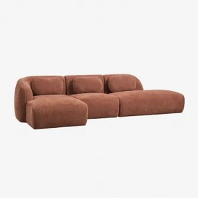 3-delige Modulaire Linker Chaise Longue Bank Met Rechter Divan In Chenille Coquette Chenille Roestbruin - Sklum