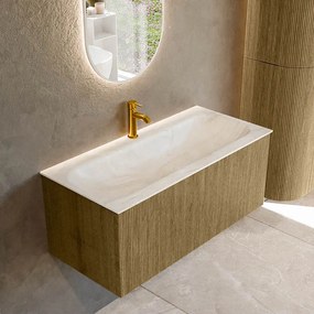 Mondiaz Kurve-dlux 100cm badmeubel dusk met 1 lade en wastafel big medium midden 1 kraangat ostra