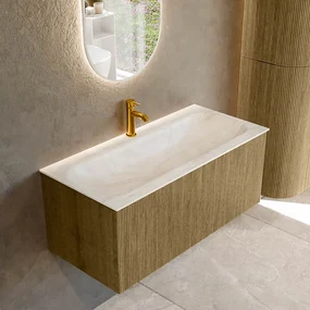 Mondiaz Kurve-dlux 100cm badmeubel dusk met 1 lade en wastafel big medium midden 1 kraangat ostra