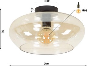 Glazen Plafondlamp Amberkleurig