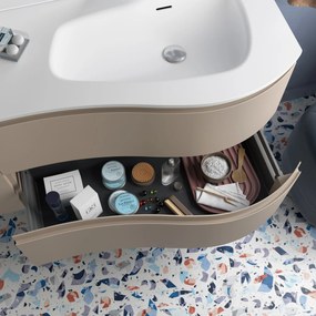 Muebles Mam badmeubel 120cm links macchiato met wastafel solid surface zonder kraangat