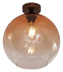 Art Deco plafondlamp donkerbrons met bruin glas - Sandra