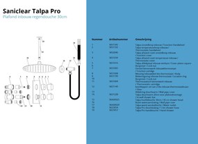 Saniclear Talpa Pro inbouwregendouche 30cm met plafond chroom-zwart