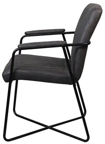 Eetkamerstoel - Henry - lederlook Soft antraciet