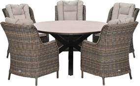 Garden Impressions Marbella tuinset 6-delig hav. sand - Tulli tuintafel Ø148 cm