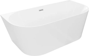 Mexen Oval Slim Vrijstaande wandbad 170 x 80 cm, wit, chroom overloop - 52661708000-01