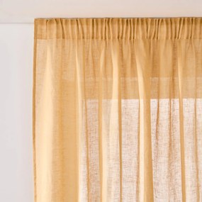 Linnen glasgordijn met gerimpelde bies en golf, ONEGA