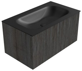 Mondiaz Kurve 80cm badmeubel shadow met 1 lade en wastafel big small midden zonder kraangat urban