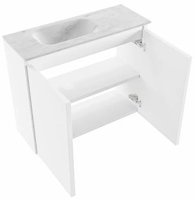 Mondiaz Ture DLux toiletmeubel 60cm talc met wastafel opalo links zonder kraangat