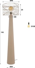 Vloerlamp Met Open Draadkap Beige