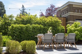 4 Seasons Outdoor Ancora dining set Teak Silver Grey met Bel Air tafel  Tuinset    houtkleur weerbestendig