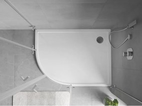 Mexen Flow asymmetrische halfronde douchebak slim rechts 90 x 80 cm, wit glans - 46Q108090R