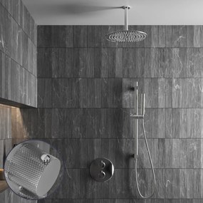Saniclear Talpa Curved inbouw regendouche rond met 30cm hoofddouche, plafondarm en glijstang chroom