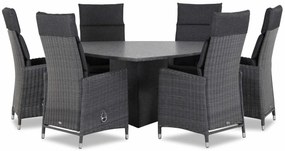Tuinset 6 personen 170 cm Wicker Zwart Garden Collections Madera/Graniet