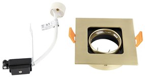 Set van 6 Vierkante inbouwspot messing draai- en kantelbaar - Artemis